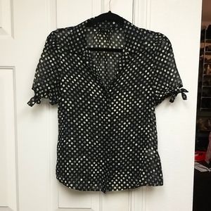 [Like New] THEORY silk button down short sleeve blouse